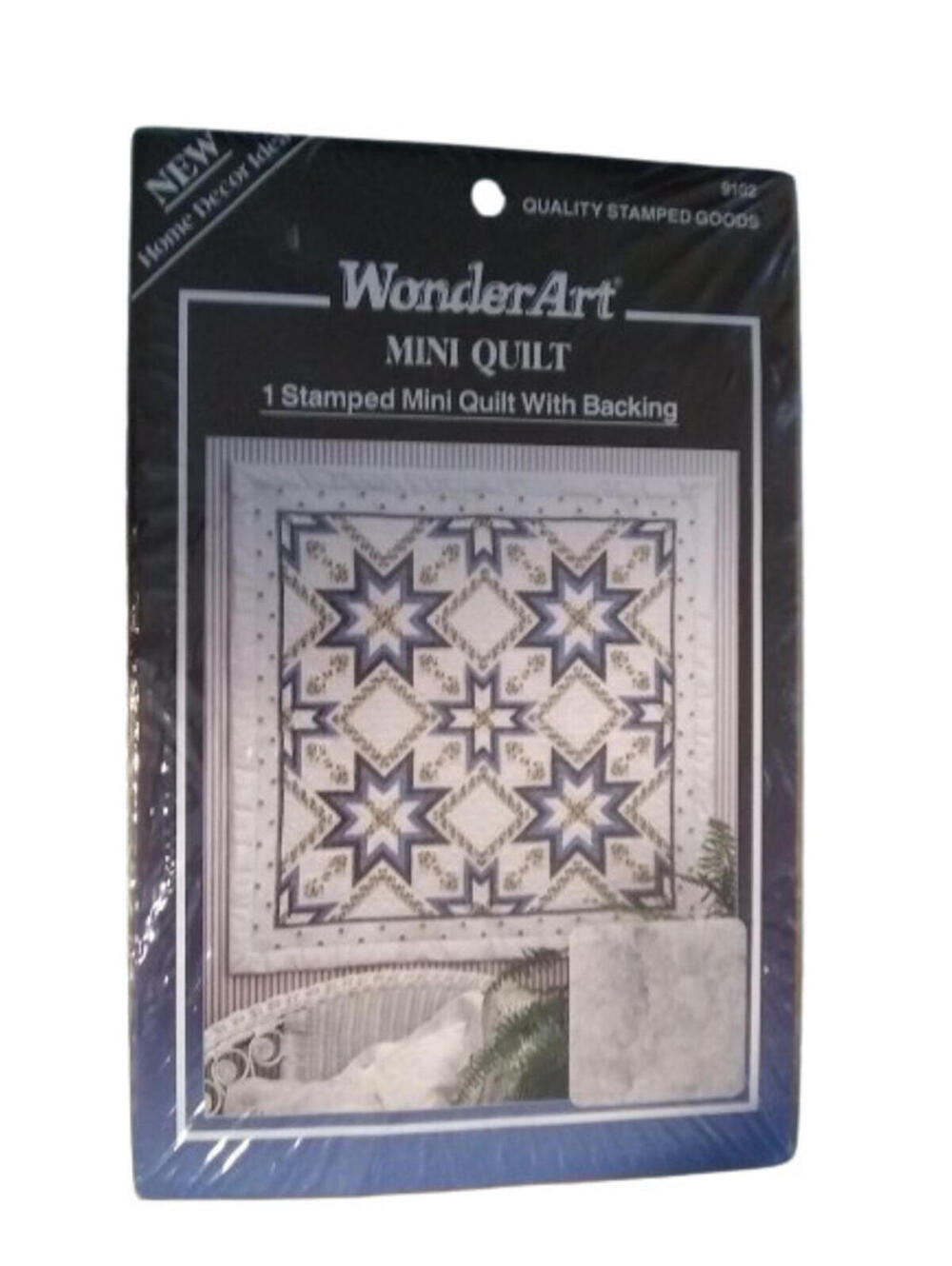 WonderArt stamped Mini Quilt with backing #9102 Floral Starburst 36x36"